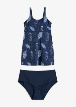 bonprix Nachhaltigere Materialien|Tankinis^Long-Tankini (2-tlg.Set) dunkelblau bedruckt