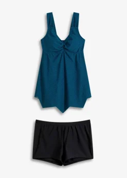 bonprix Nachhaltigere Materialien|Tankinis^Long-Tankini (2-tlg.Set) mit Zick-Zack Saum petrol gepunktet