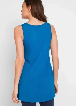 bonprix Shirts & Tops|Nachhaltigere Materialien^Long-Top azurblau/silber bedruckt