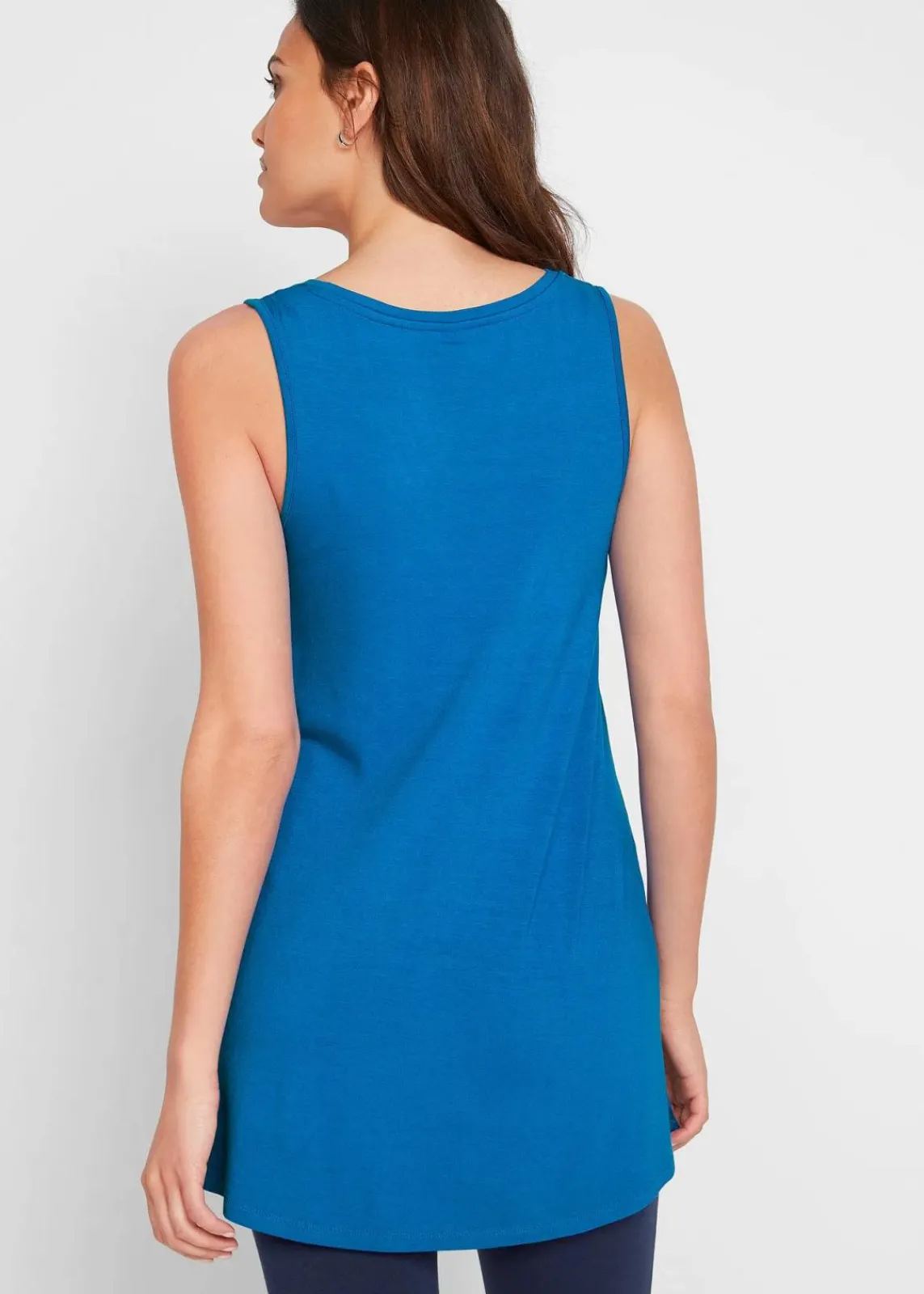 bonprix Shirts & Tops|Nachhaltigere Materialien^Long-Top azurblau/silber bedruckt