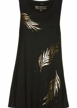 bonprix Nachhaltigere Materialien|Shirts & Tops^Long-Top schwarz/gold bedruckt