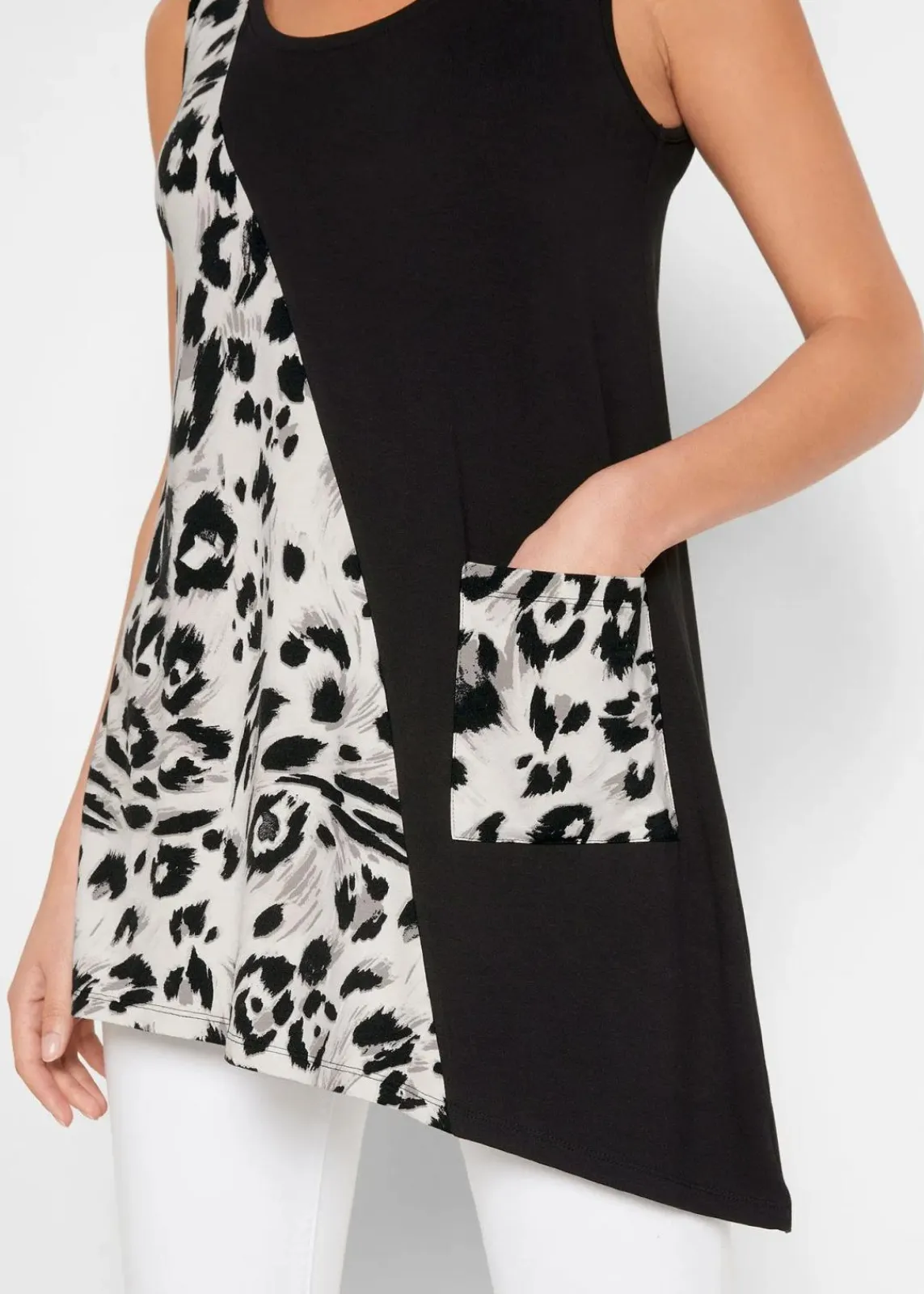 bonprix Shirts & Tops^Long-Top schwarz/ leo bedruckt