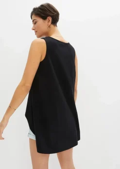 bonprix Shirts & Tops|Nachhaltigere Materialien^Long-Top aus Bio-Baumwolle schwarz