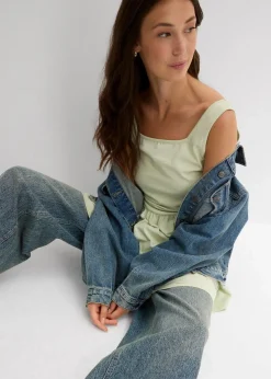 bonprix Shirts & Tops^Long-Top aus elastischem Baumwoll-Mix softsalbei