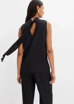 bonprix Zweiteiler & Sets|Shirts & Tops^Long-Top aus strukturiertem Viskose-Mix schwarz