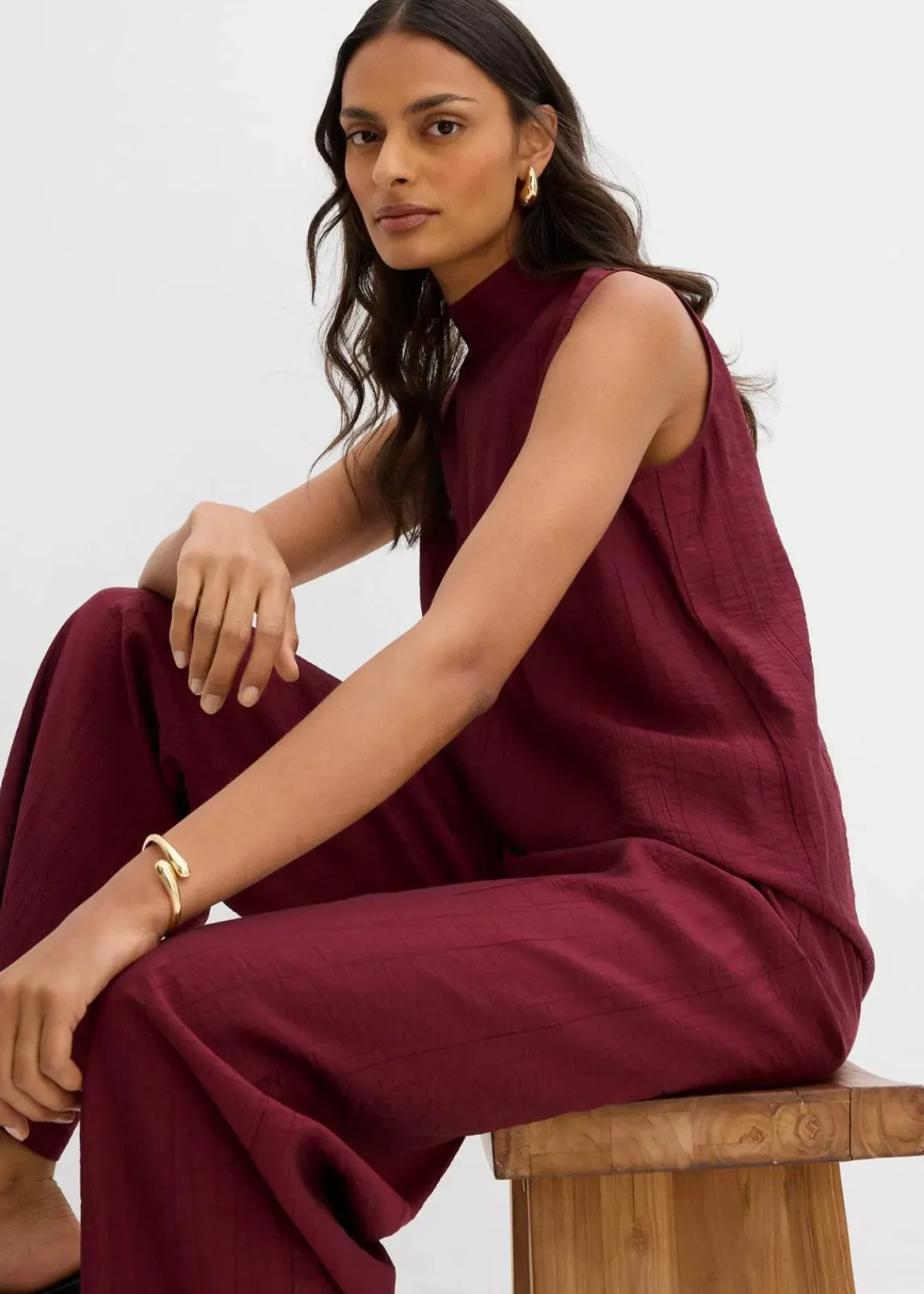 bonprix Shirts & Tops|Zweiteiler & Sets^Long-Top aus strukturiertem Viskose-Mix ahornrot