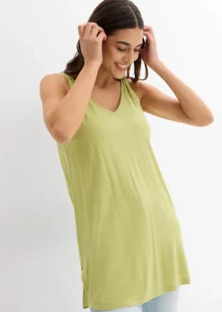bonprix Shirts & Tops^Long-Top aus Viskose-Leinen-Mix mattpistazie