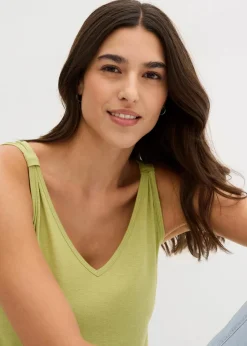 bonprix Shirts & Tops^Long-Top aus Viskose-Leinen-Mix mattpistazie