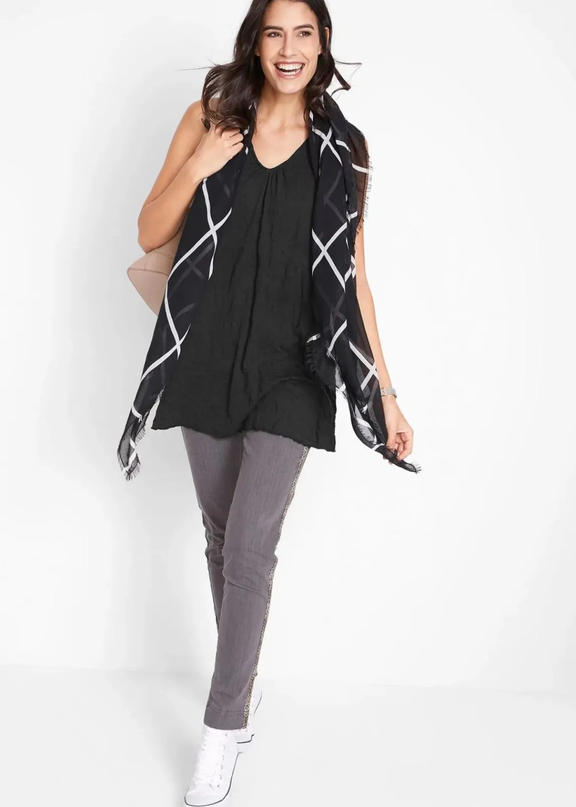 bonprix Shirts & Tops^Long-Top mit Crash-Effekt schwarz