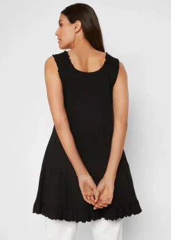 bonprix Nachhaltigere Materialien|Shirts & Tops^Long-Top mit Volants und breiten Trägern schwarz