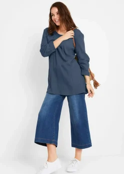 bonprix Bekleidung·Jacken & Mäntel|Blusen & Tuniken^Long-Tunika aus Baumwolle dunkelblau