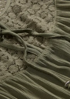bonprix Nachhaltigere Materialien|Blusen & Tuniken^Long-Tunika aus Crinkle, halbarm oliv