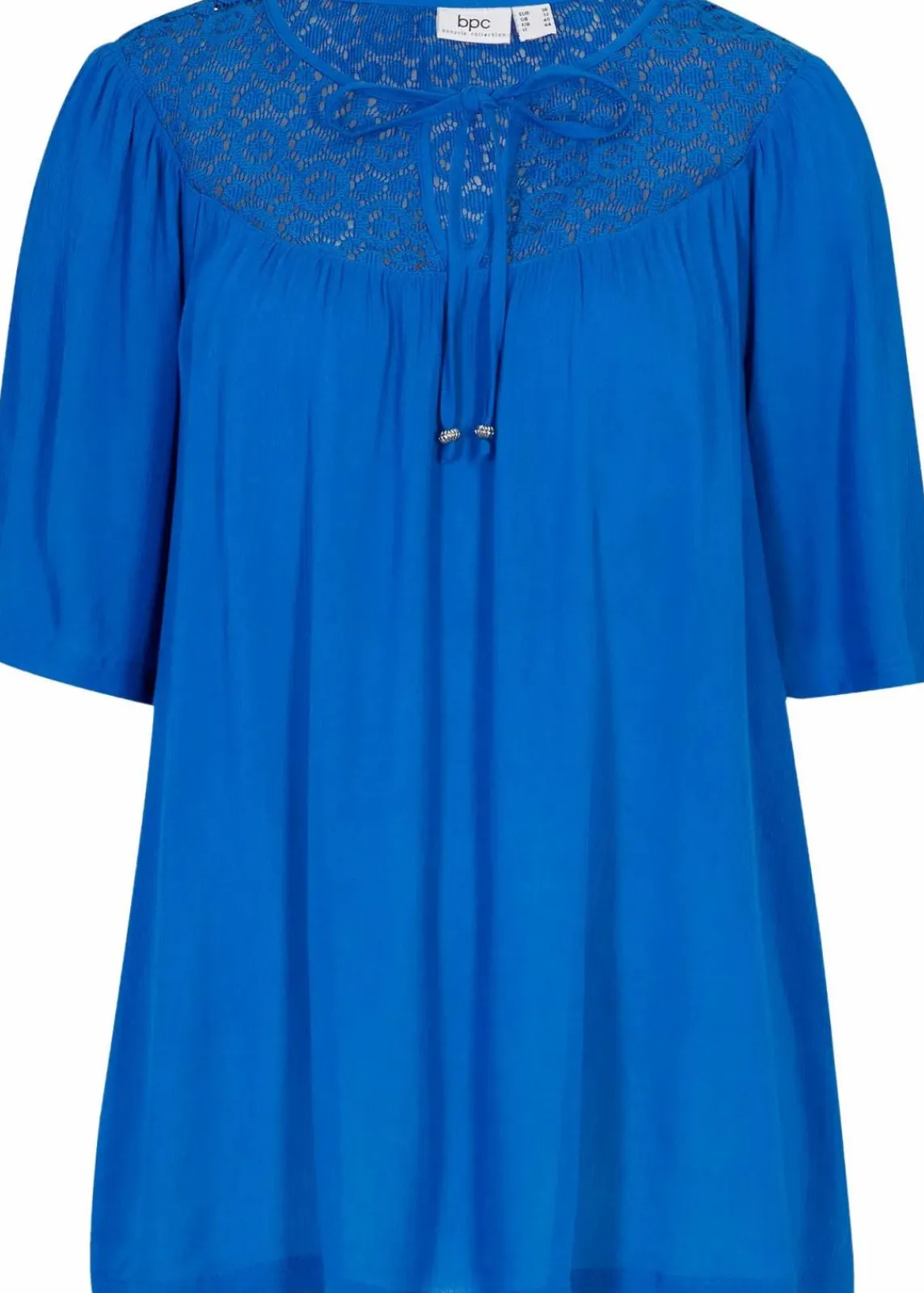 bonprix Nachhaltigere Materialien|Blusen & Tuniken^Long-Tunika aus Crinkle, halbarm azurblau