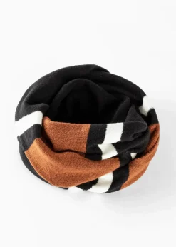 bonprix Schals & Tücher|Schuhe & Accessoires In Spezialgrößen·Tücher & Ponchos^Loop Schal schwarz/kastanienbraun/weiss gestreift