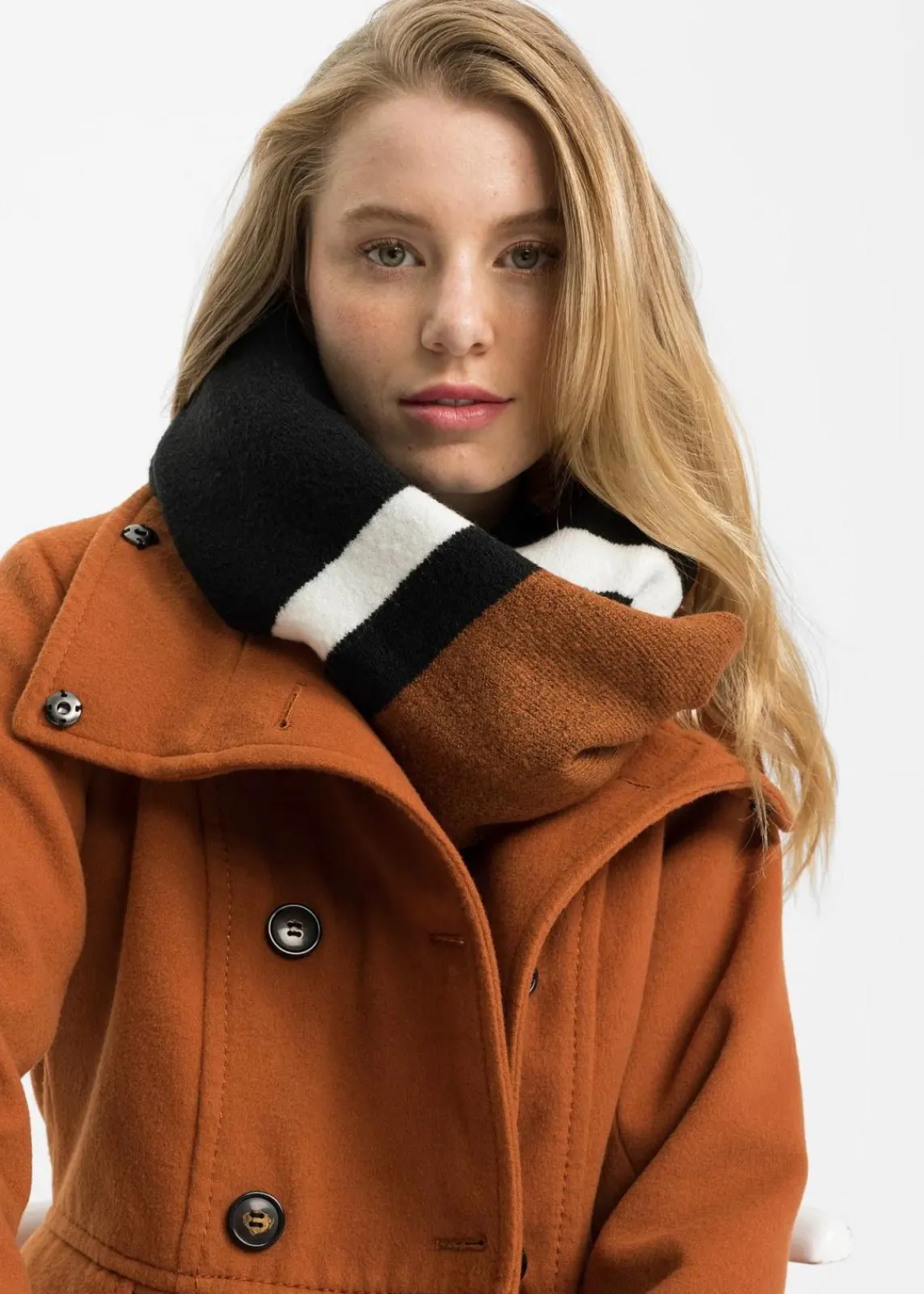 bonprix Schals & Tücher|Schuhe & Accessoires In Spezialgrößen·Tücher & Ponchos^Loop Schal schwarz/kastanienbraun/weiss gestreift