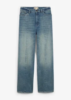 bonprix Jeans|Bekleidung·Shirts & Tops^Loose Straight-Jeans High Waist, Low Stretch hellblau denim used