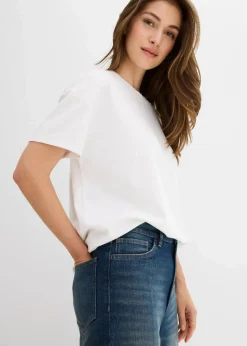 bonprix Bekleidung·Shirts & Tops|Jeans^Loose Straight-Jeans High Waist, Low Stretch dunkelblau denim used