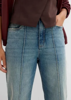 bonprix Kurzgrößen|Bekleidung·Shirts & Tops^Loose Straight-Jeans High Waist hellblau denim used