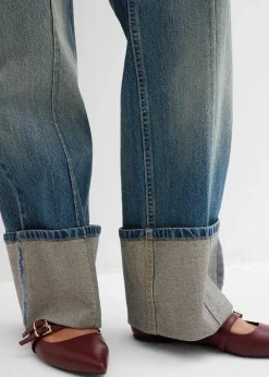 bonprix Kurzgrößen|Bekleidung·Shirts & Tops^Loose Straight-Jeans High Waist hellblau denim used