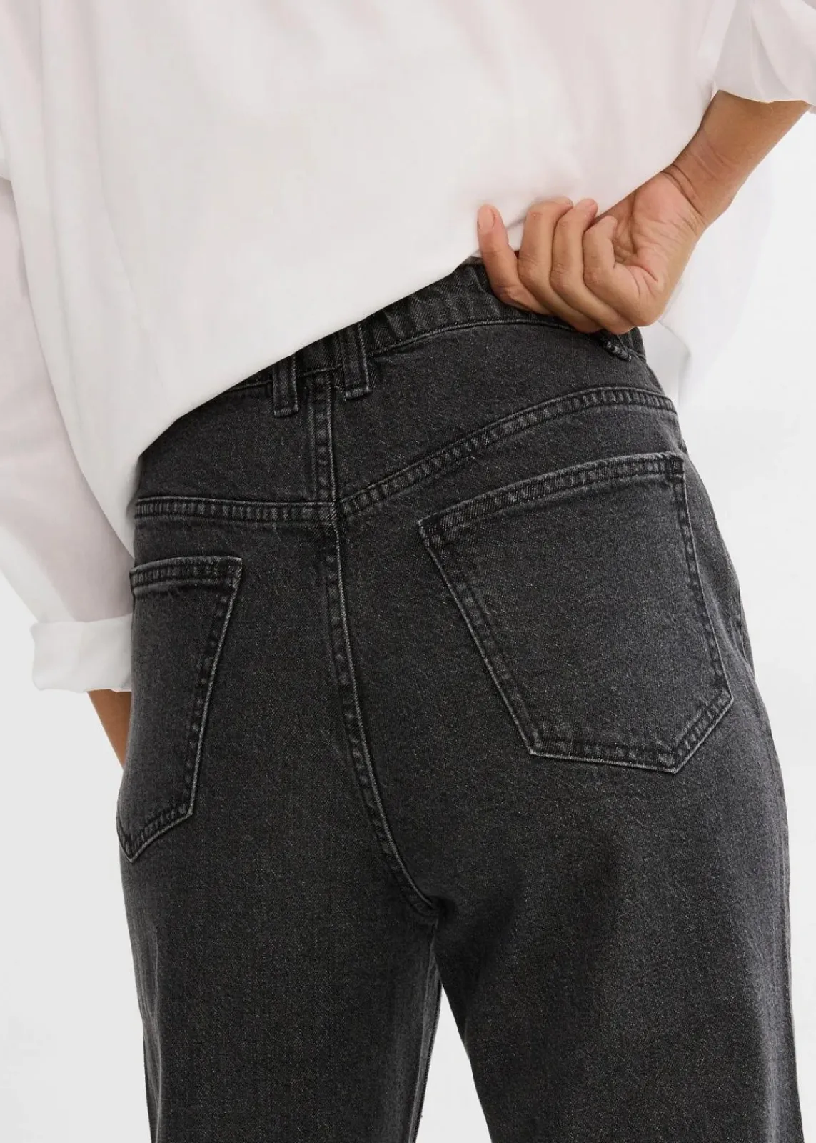 bonprix Jeans^Loose Straight-Jeans High Waist, Bequembund mit Strass dunkelgrau denim