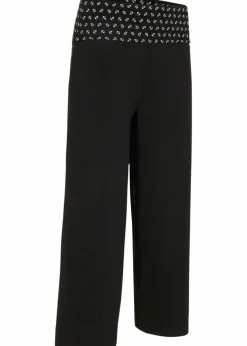 bonprix Wäsche·Homewear|Bekleidung·Strickmode^Loungewear Culotte mit Bequembund schwarz bedruckt