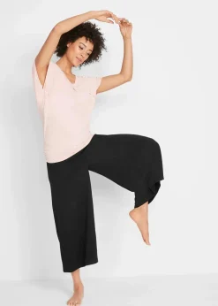 bonprix Wäsche·Homewear|Bekleidung·Strickmode^Loungewear Culotte mit weitem Bein schwarz