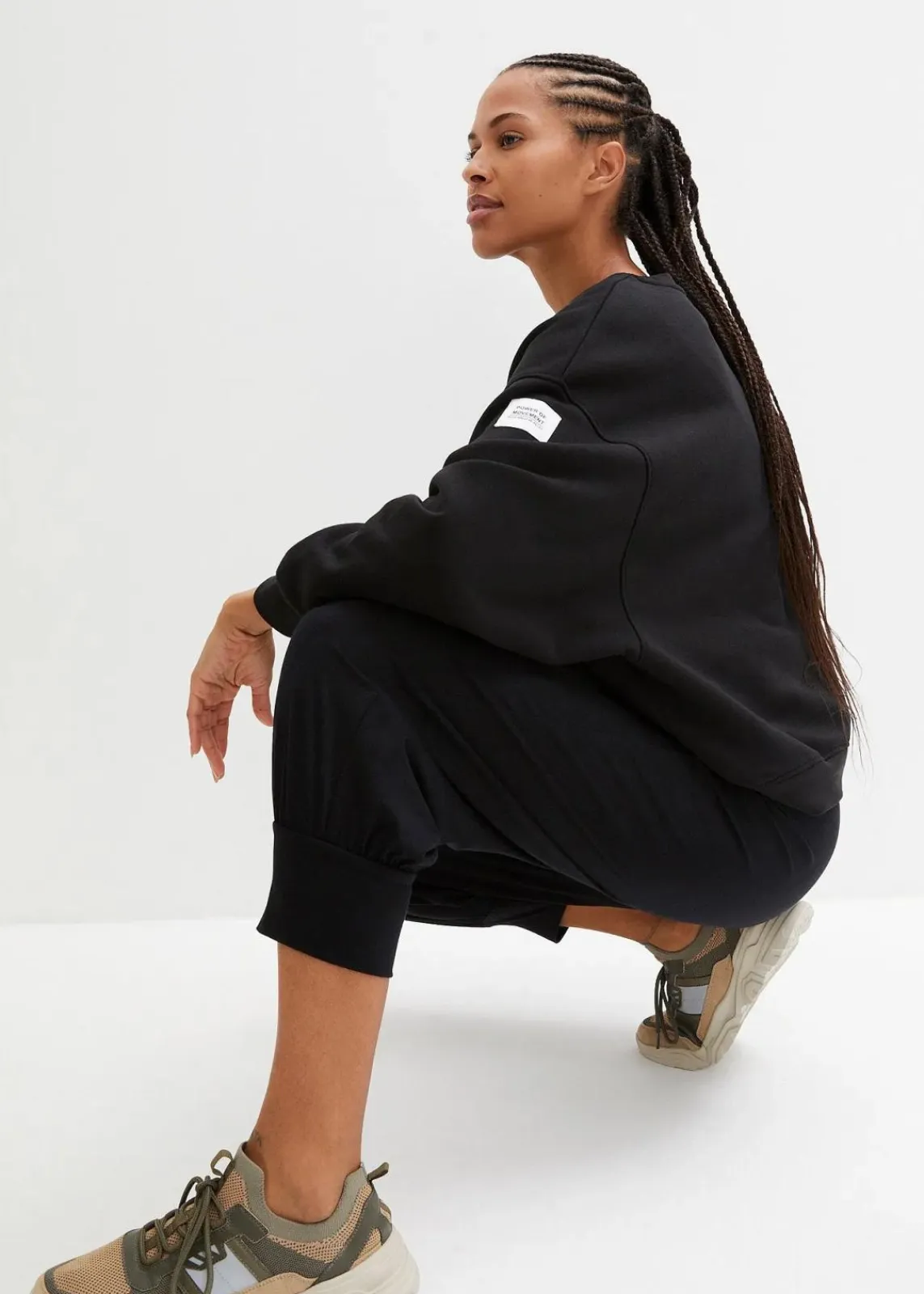 bonprix Wäsche·Homewear|Bekleidung·Strickmode^Loungewear Haremshose in Caprilänge schwarz
