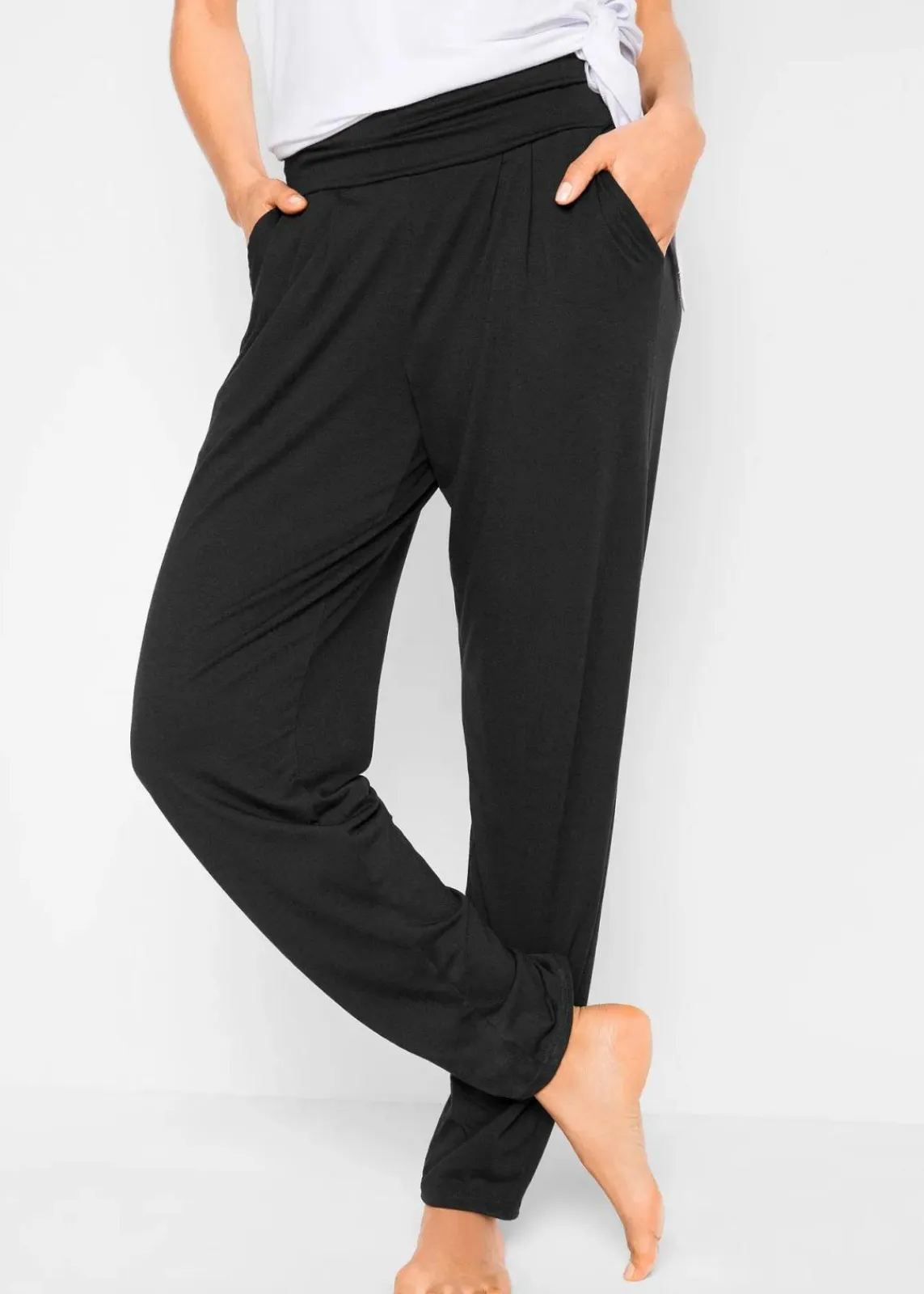 bonprix Wäsche·Homewear|Bekleidung·Strickmode^Loungewear Haremshose mit Viskose schwarz