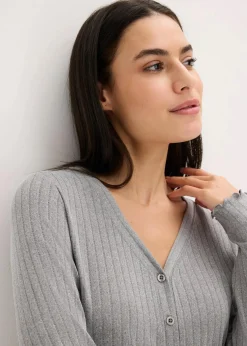bonprix Wäsche·Homewear|Wäsche·Nachtwäsche^Loungewear Hausanzug aus weichem Pointelle-Jersey grau meliert