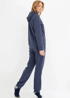 bonprix Wäsche·Homewear|Wäsche·Nachtwäsche^Loungewear Hausanzug aus Sweatware dunkelblau meliert