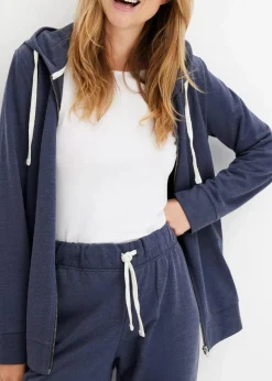 bonprix Wäsche·Homewear|Wäsche·Nachtwäsche^Loungewear Hausanzug aus Sweatware dunkelblau meliert