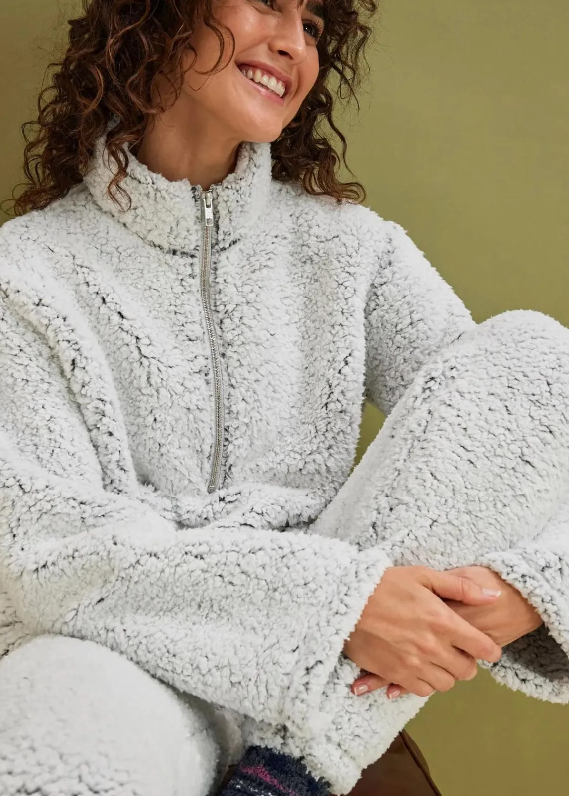 bonprix Wäsche·Homewear|Wäsche·Nachtwäsche^Loungewear Hausanzug aus Teddy Fleece hellgrau