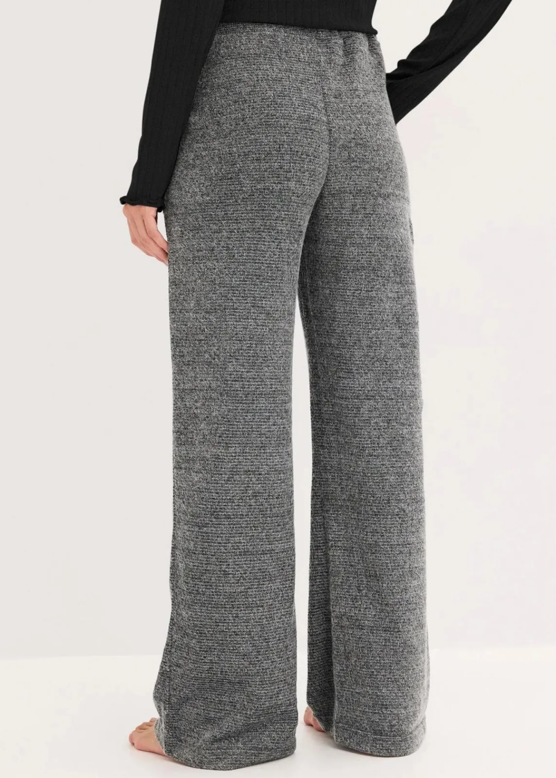 bonprix Wäsche·Homewear|Wäsche·Nachtwäsche^Loungewear Hose aus kuscheligem Chenille schwarz meliert