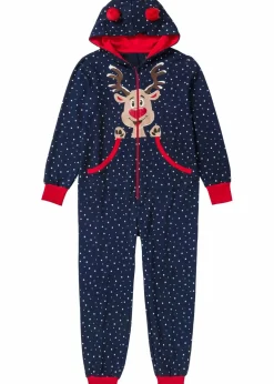 bonprix Wäsche·Homewear|Wäsche·Nachtwäsche^Loungewear Overall aus Sweatware dunkelblau bedruckt