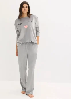 bonprix Wäsche·Homewear|Wäsche·Nachtwäsche^Loungewear Samt Hausanzug schattengrau