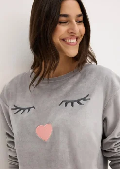 bonprix Wäsche·Homewear|Wäsche·Nachtwäsche^Loungewear Samt Hausanzug schattengrau