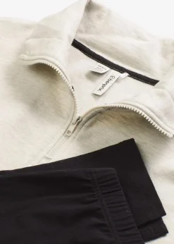 bonprix Wäsche·Homewear|Wäsche·Nachtwäsche^Loungewear Sweat Hausanzug mit Leggings naturmeliert/schwarz