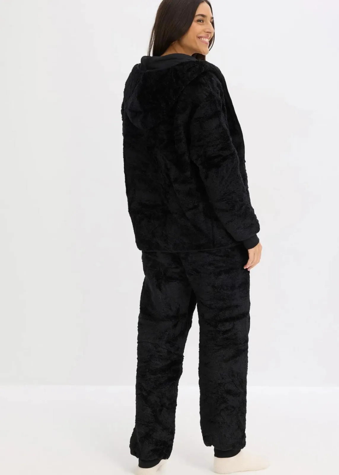 bonprix Wäsche·Homewear|Wäsche·Nachtwäsche^Loungewear Teddy Hausanzug schwarz