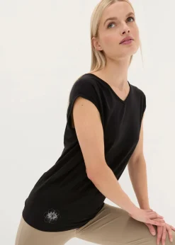 bonprix Wäsche·Homewear|Bekleidung·Strickmode^Loungewear-Shirt mit weitem Bund schwarz