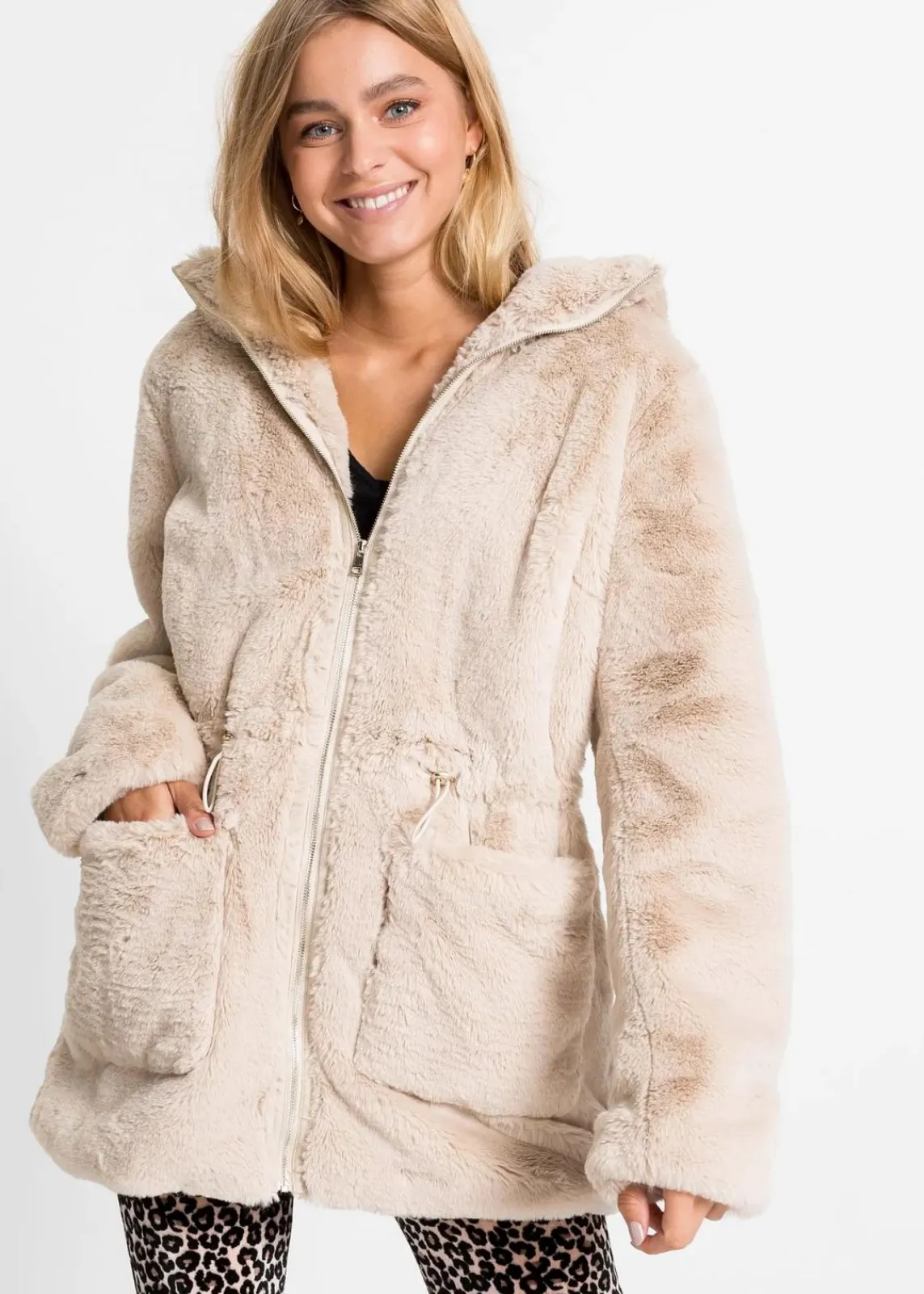 bonprix Jacken & Mäntel^Lässige Fellimitat-Jacke beige
