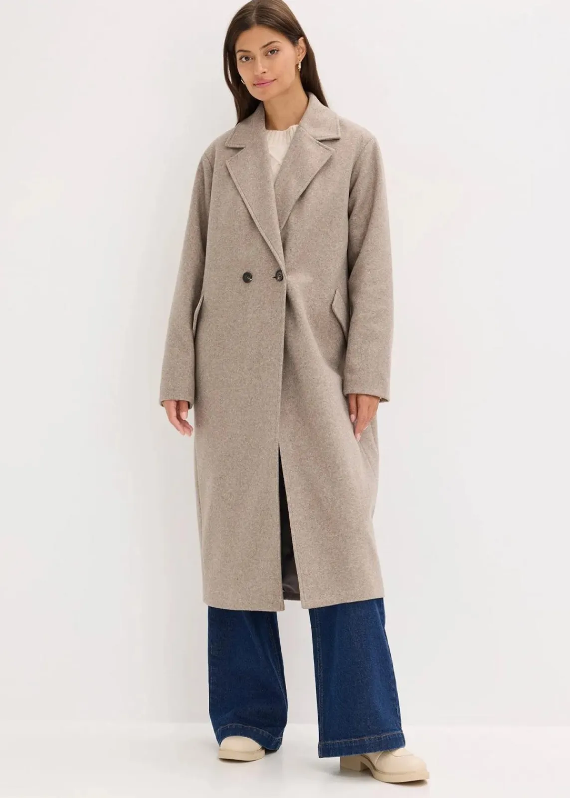bonprix Bekleidung·Hosen|Jacken & Mäntel^Mantel taupe meliert