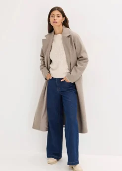 bonprix Bekleidung·Hosen|Jacken & Mäntel^Mantel taupe meliert