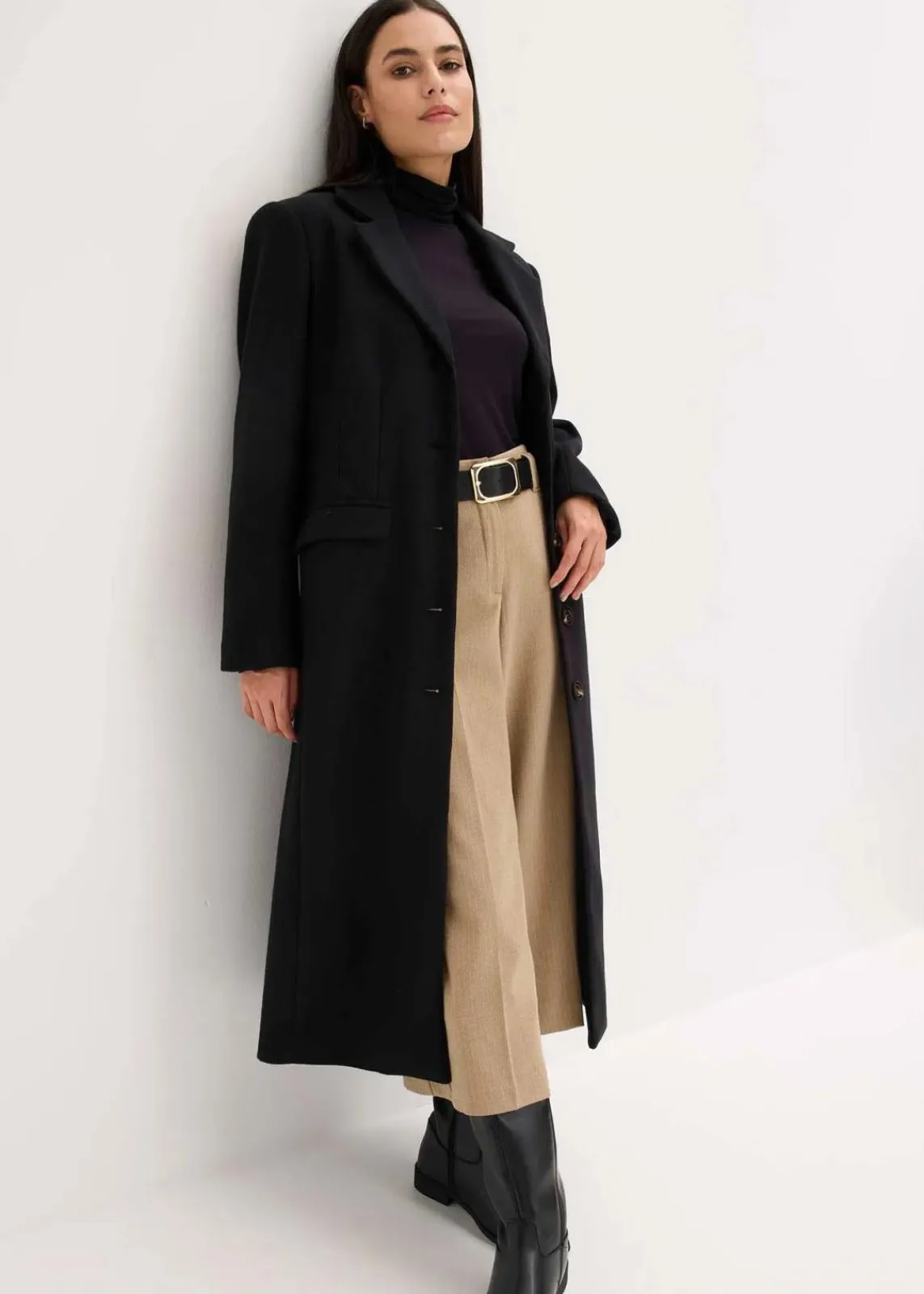 bonprix Jacken & Mäntel|Bekleidung·Hosen^Mantel aus Wollimitat in Maxilänge schwarz
