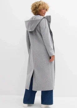 bonprix Jacken & Mäntel|Bekleidung·Hosen^Mantel aus Wollimitat, Maxi-Länge grau meliert