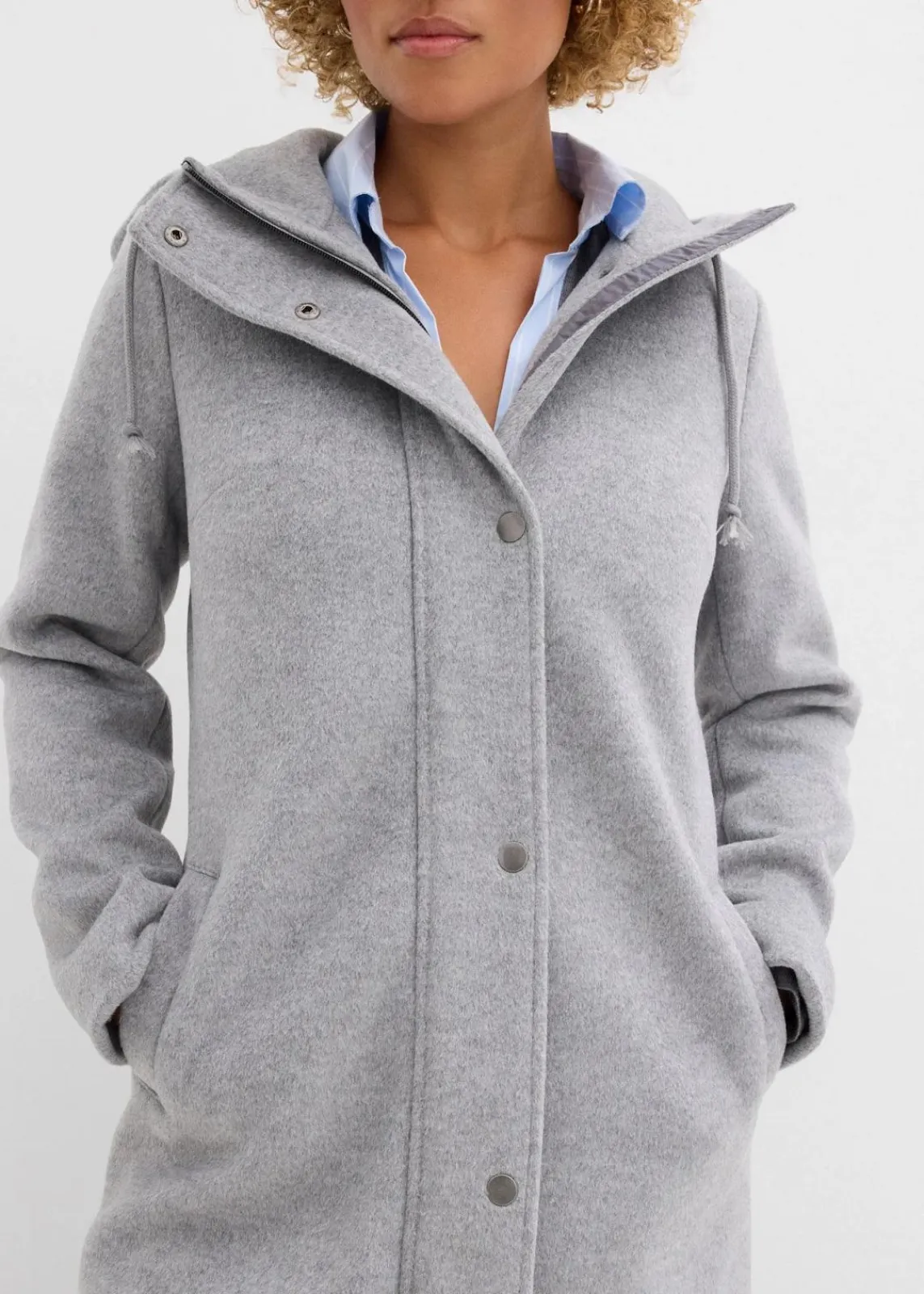 bonprix Jacken & Mäntel|Bekleidung·Hosen^Mantel aus Wollimitat, Maxi-Länge grau meliert