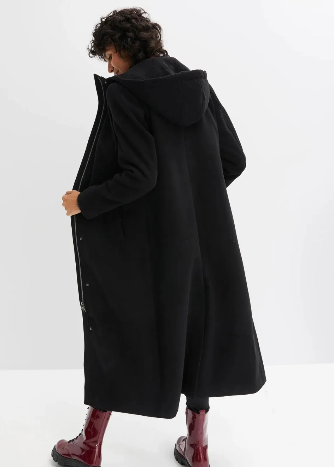 bonprix Bekleidung·Hosen|Jacken & Mäntel^Mantel aus Wollimitat, Maxi-Länge schwarz