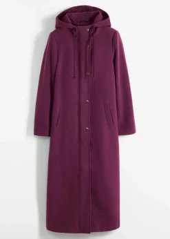 bonprix Jacken & Mäntel|Bekleidung·Hosen^Mantel aus Wollimitat, Maxi-Länge aubergine