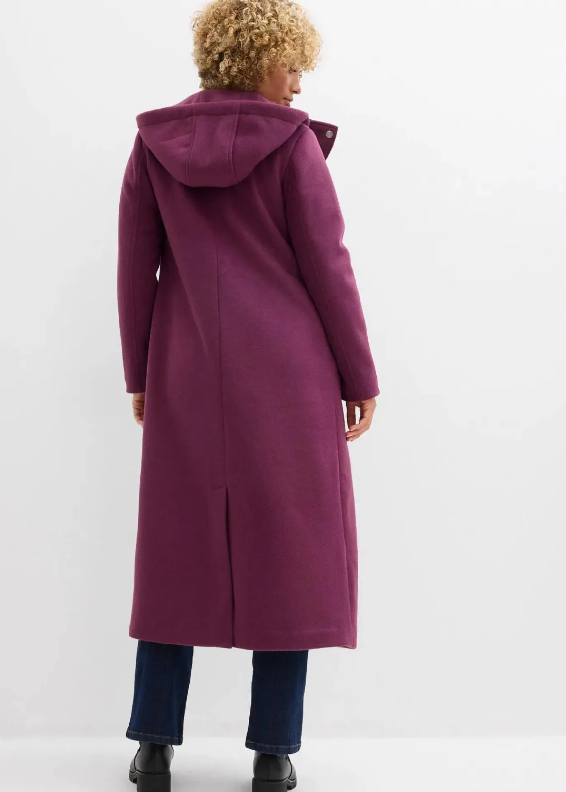 bonprix Jacken & Mäntel|Bekleidung·Hosen^Mantel aus Wollimitat, Maxi-Länge aubergine