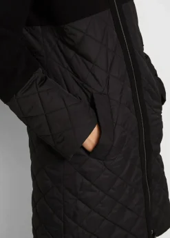 bonprix Bekleidung·Hosen|Jacken & Mäntel^Mantel in Materialmix schwarz