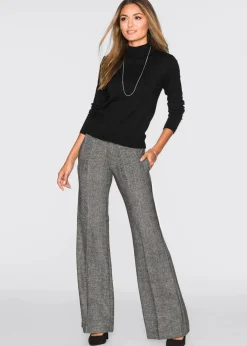bonprix Kurzgrößen|Bekleidung·Kleider^Marlenehose grau/schwarz meliert